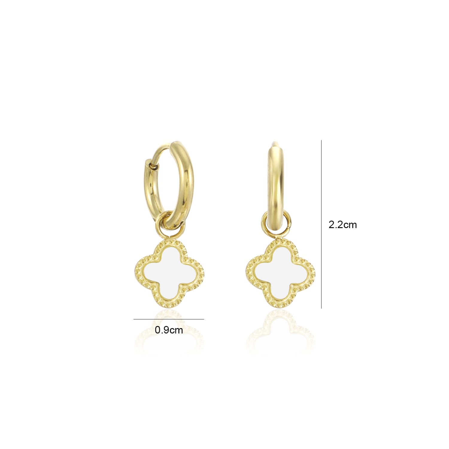Oorbellen klaver gold/white - Desieradenconcurrent.nl