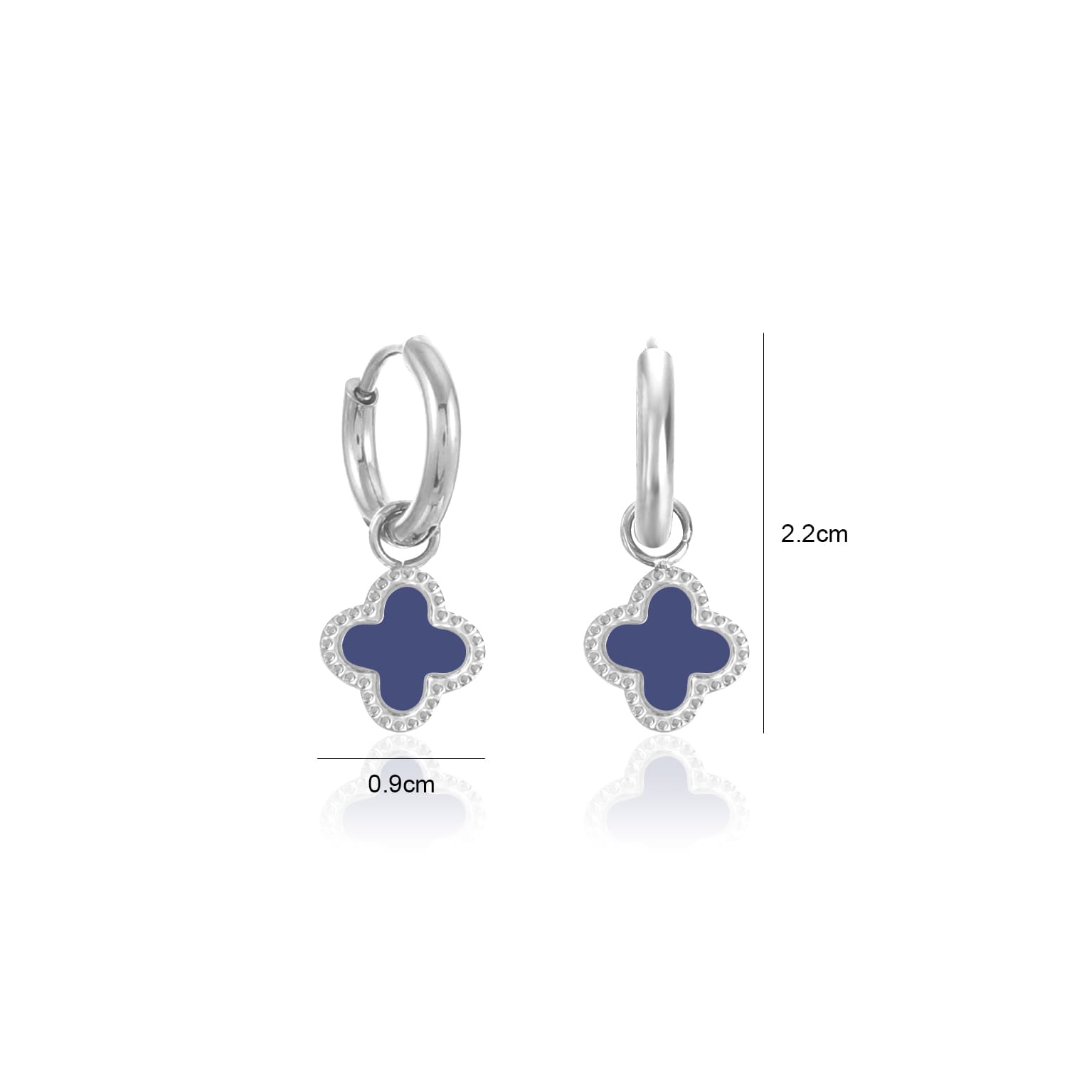 Oorbellen klaver silver/blue - Desieradenconcurrent.nl
