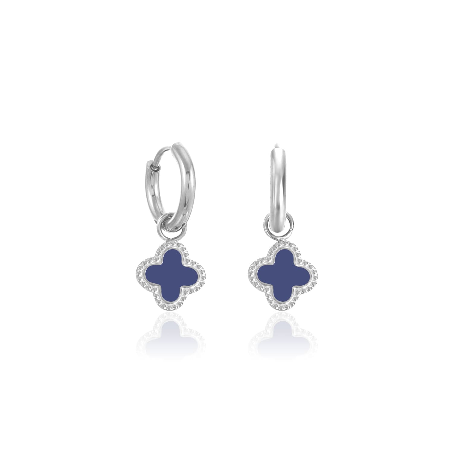 Oorbellen klaver silver/blue - Desieradenconcurrent.nl