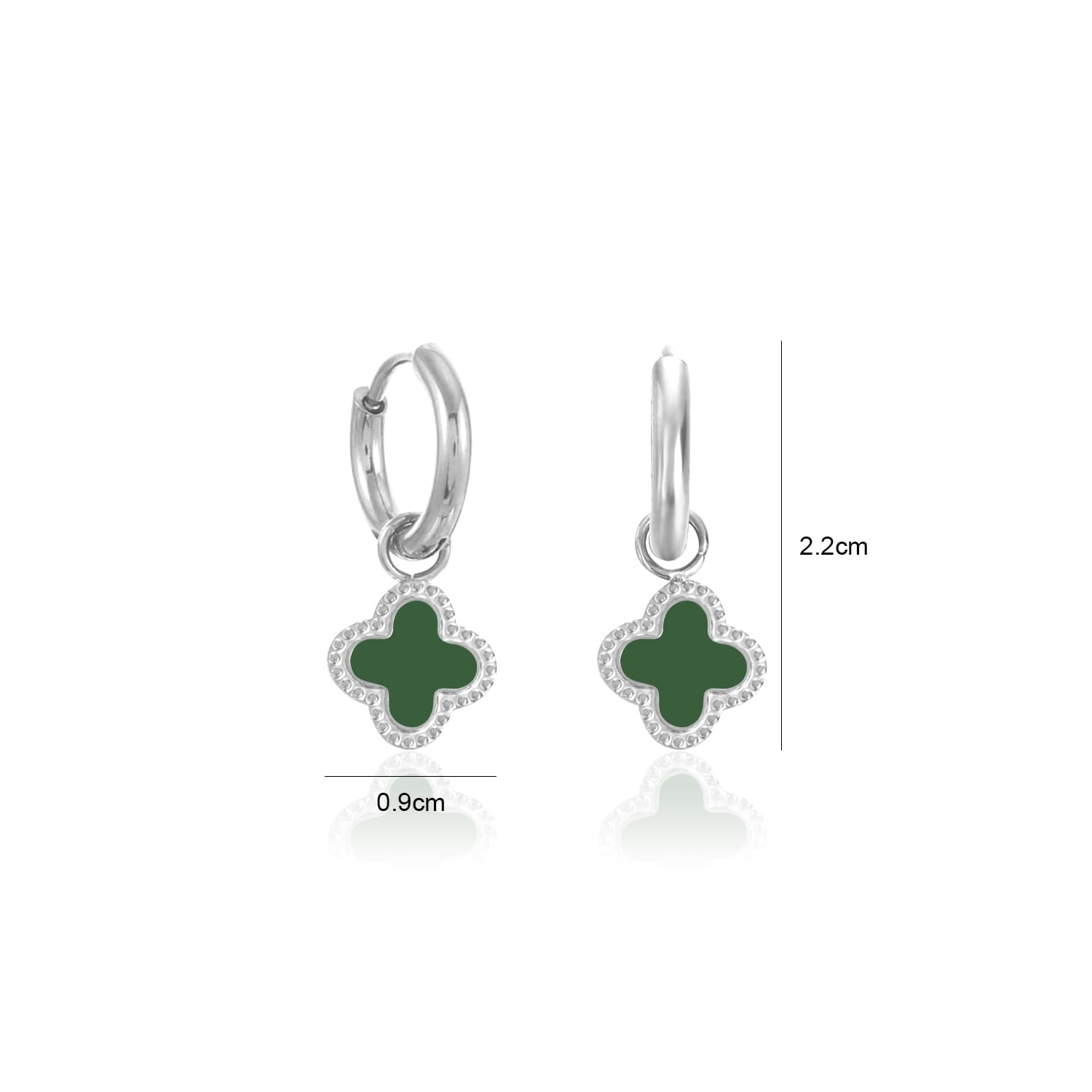 Oorbellen klaver silver/green - Desieradenconcurrent.nl