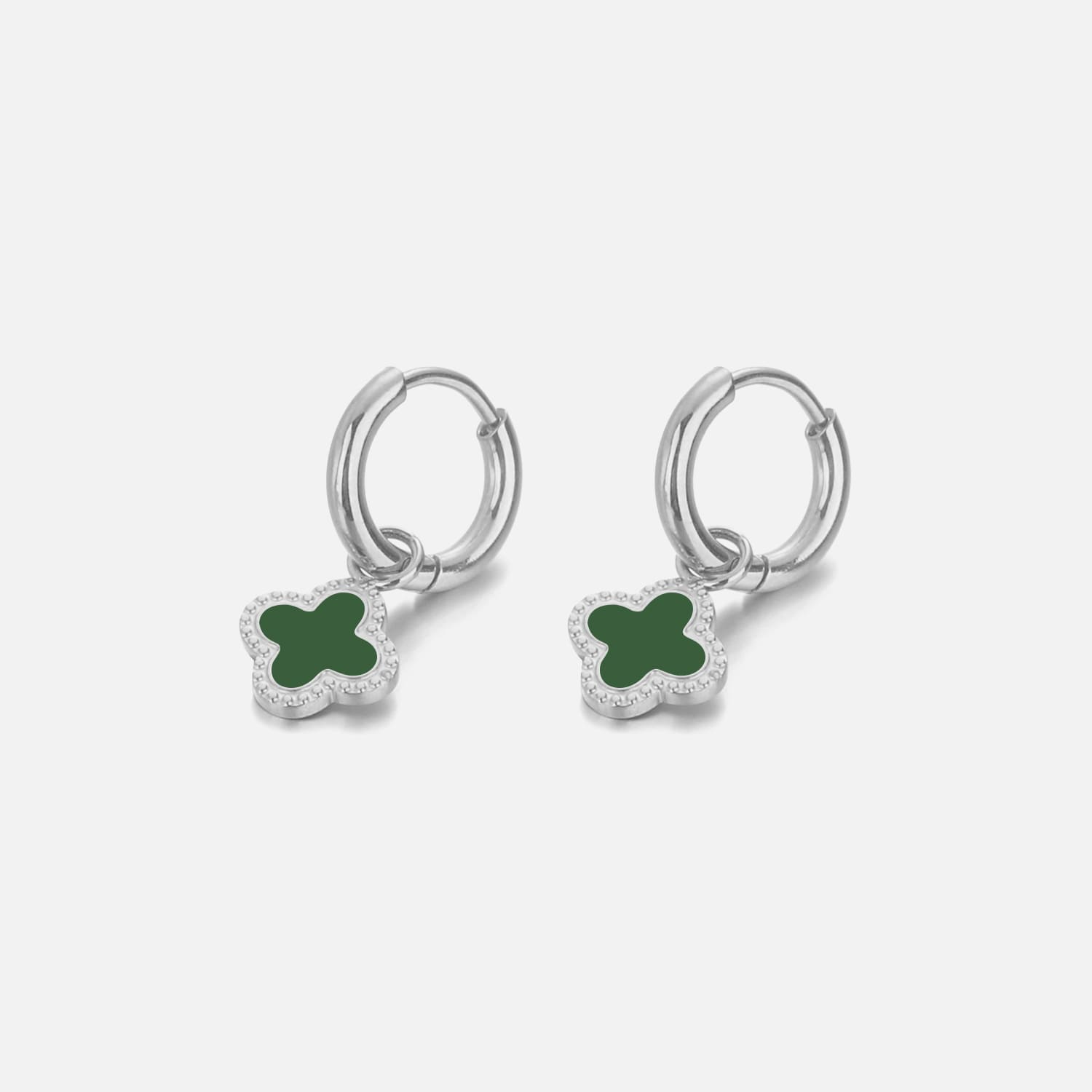 Oorbellen klaver silver/green - Desieradenconcurrent.nl