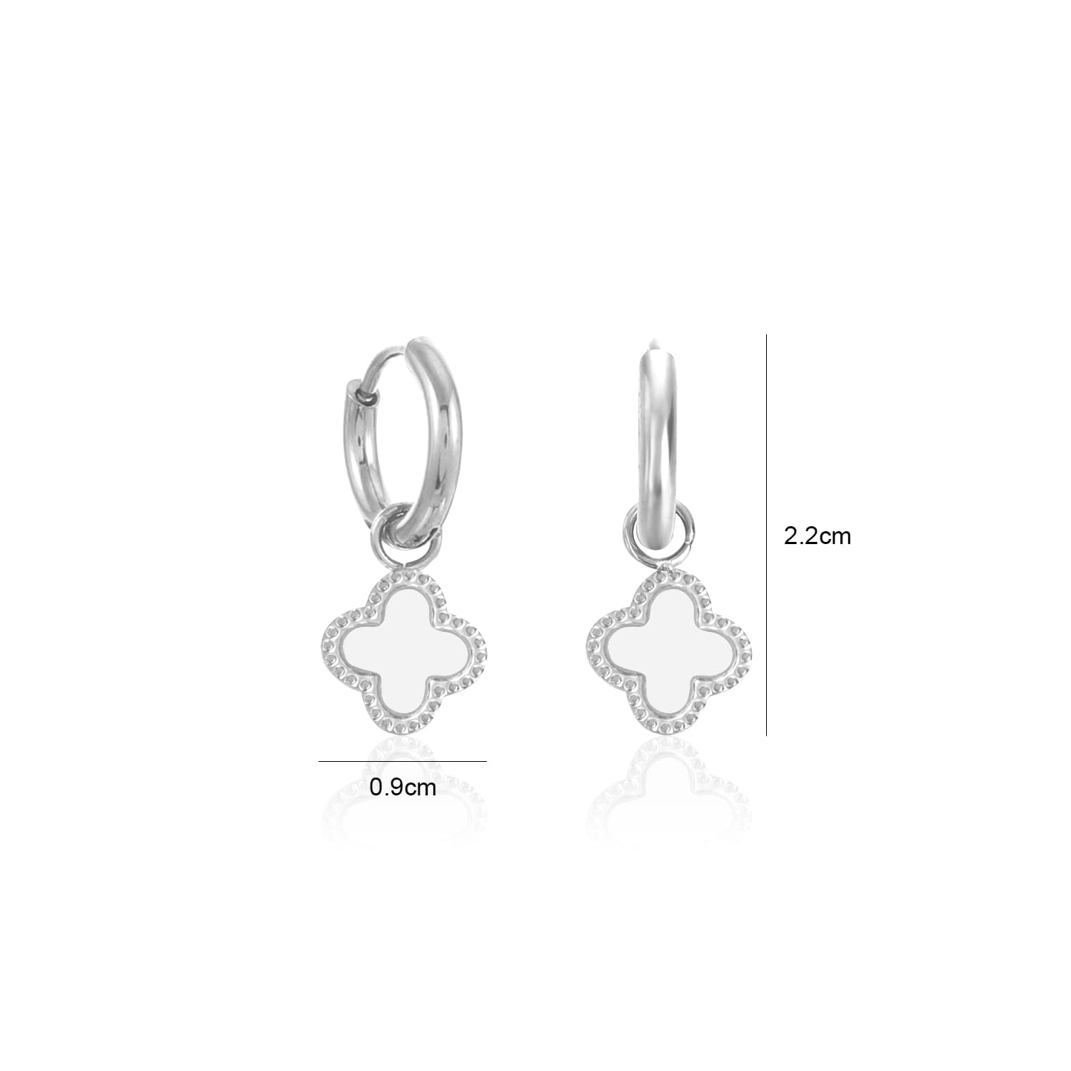 Oorbellen klaver silver/white - Desieradenconcurrent.nl