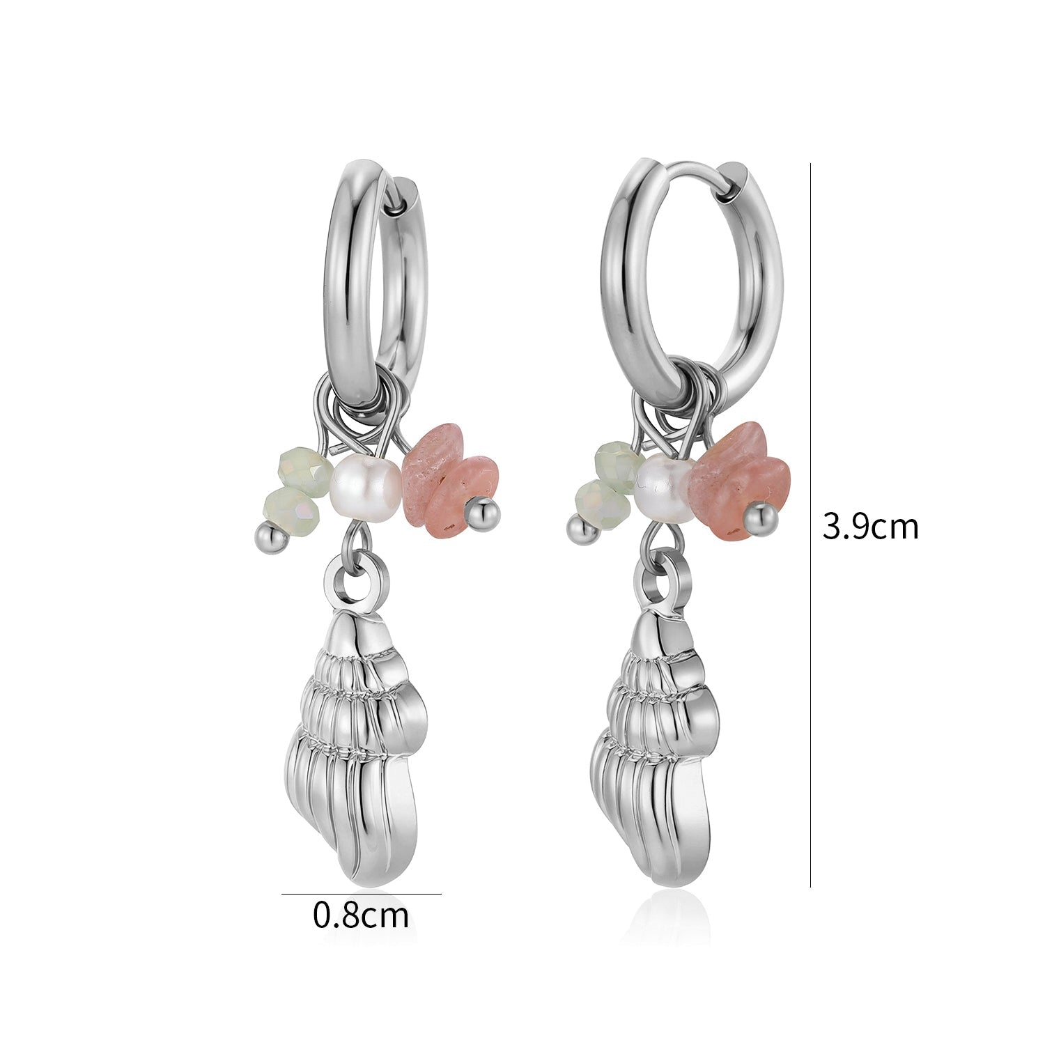 Oorbellen lange schelp kralen zilver - Desieradenconcurrent.nl
