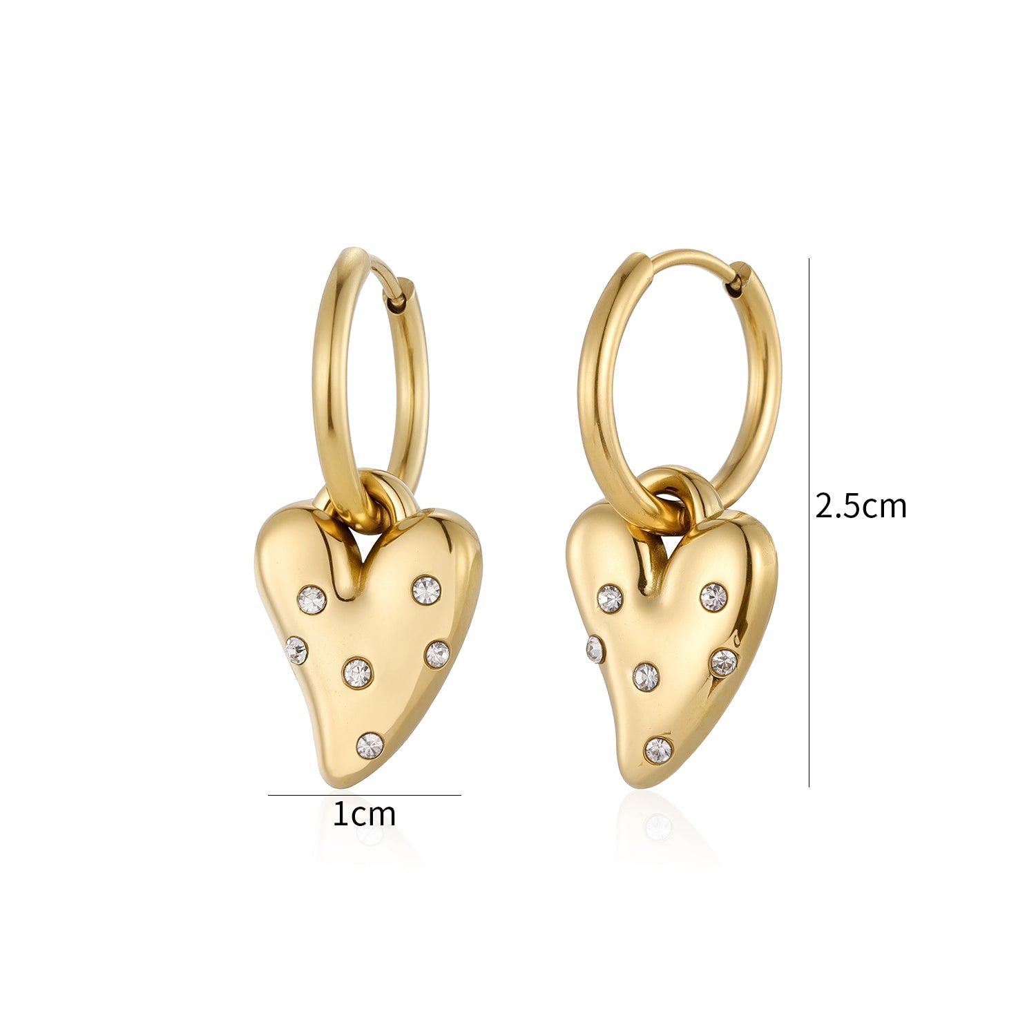 Oorbellen lux hart strass goud - Desieradenconcurrent.nl