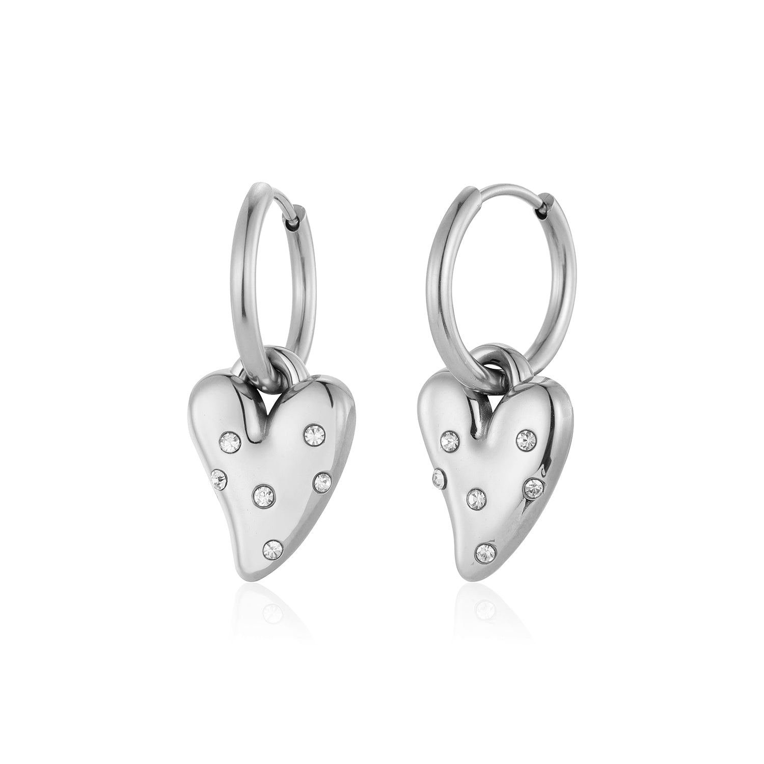 Oorbellen lux hart strass zilver - Desieradenconcurrent.nl