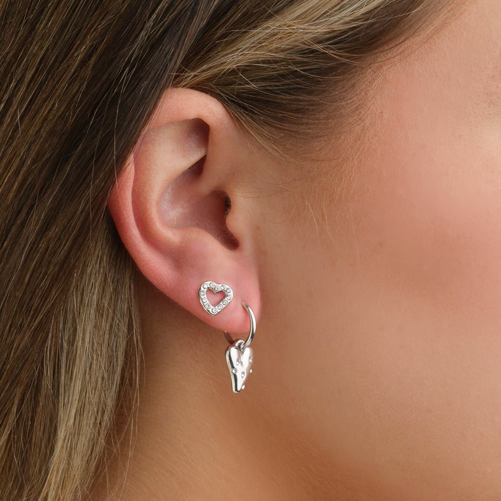 Oorbellen lux hart strass zilver - Desieradenconcurrent.nl