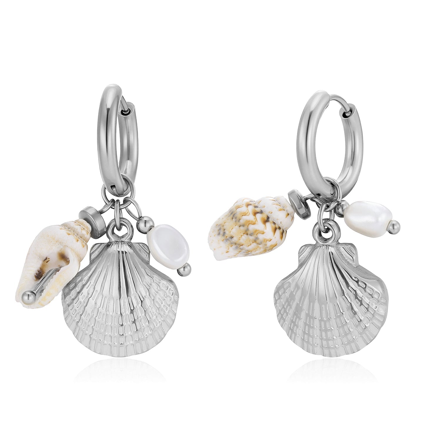 Oorbellen schelp bedels zilver - Desieradenconcurrent.nl