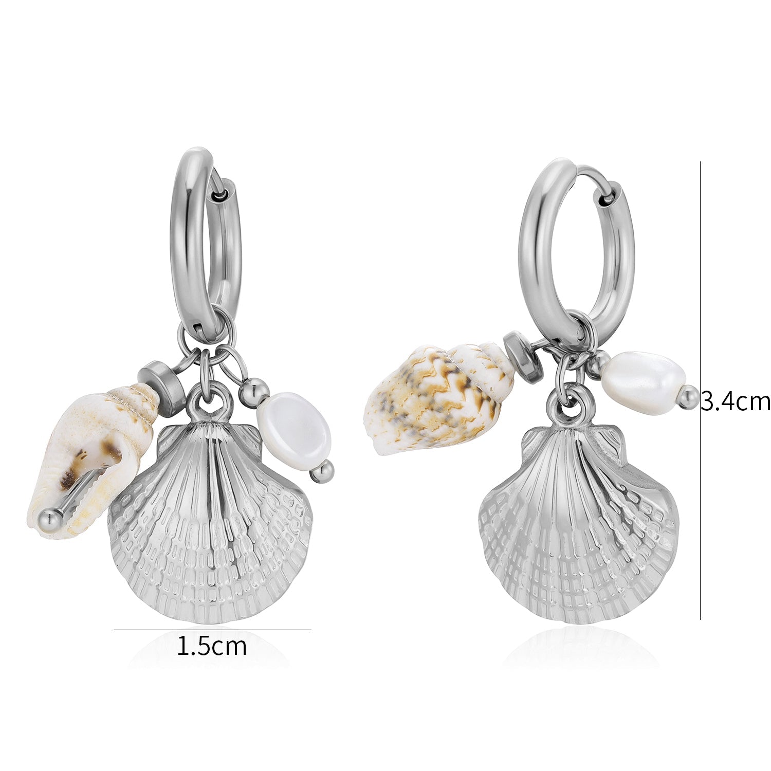 Oorbellen schelp bedels zilver - Desieradenconcurrent.nl