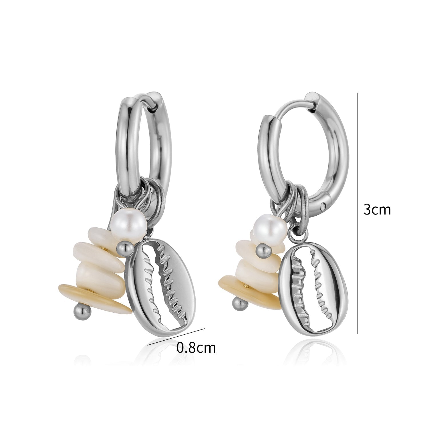 Oorbellen schelp kralen zilver - Desieradenconcurrent.nl