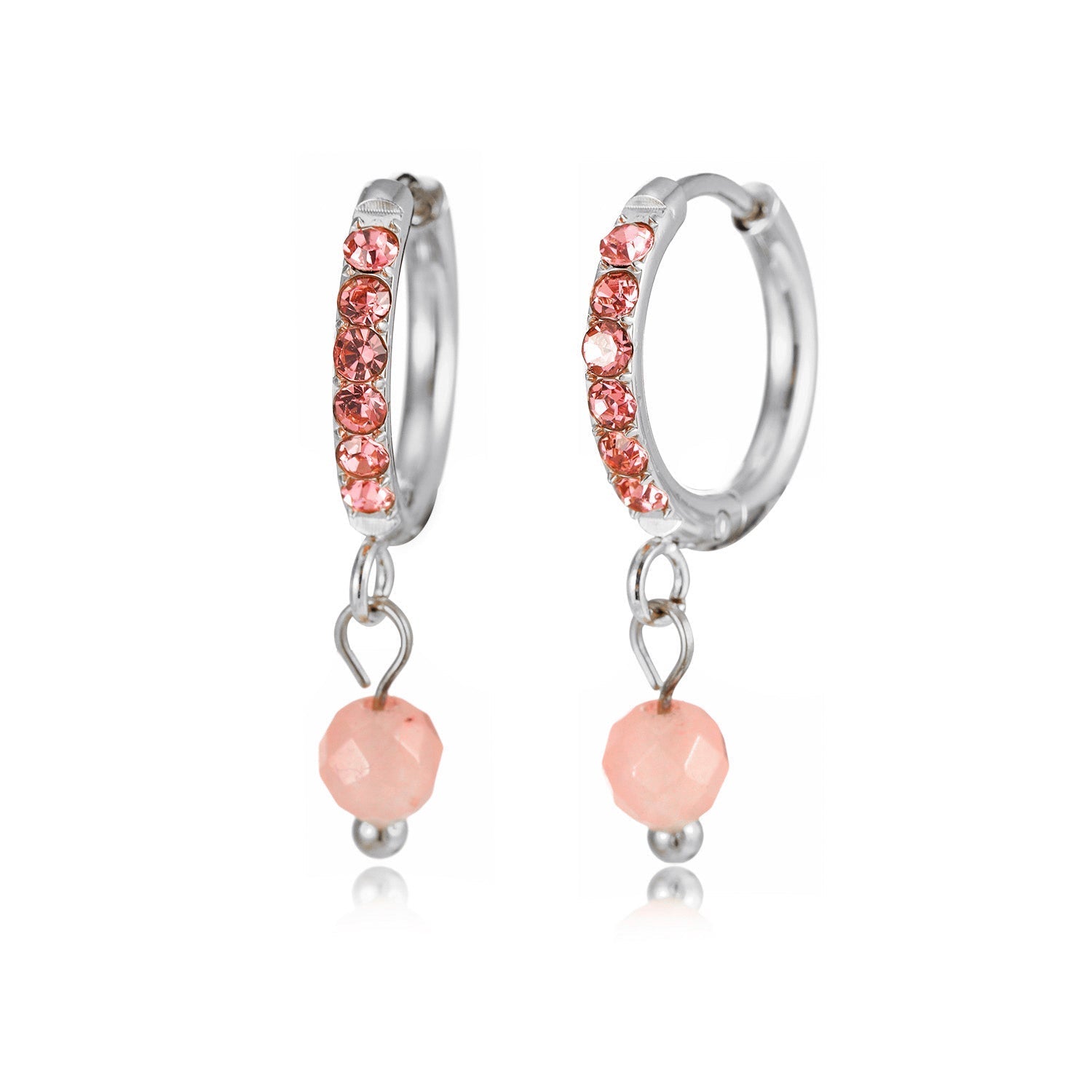 Oorring roze steentjes lux zilver - Desieradenconcurrent.nl