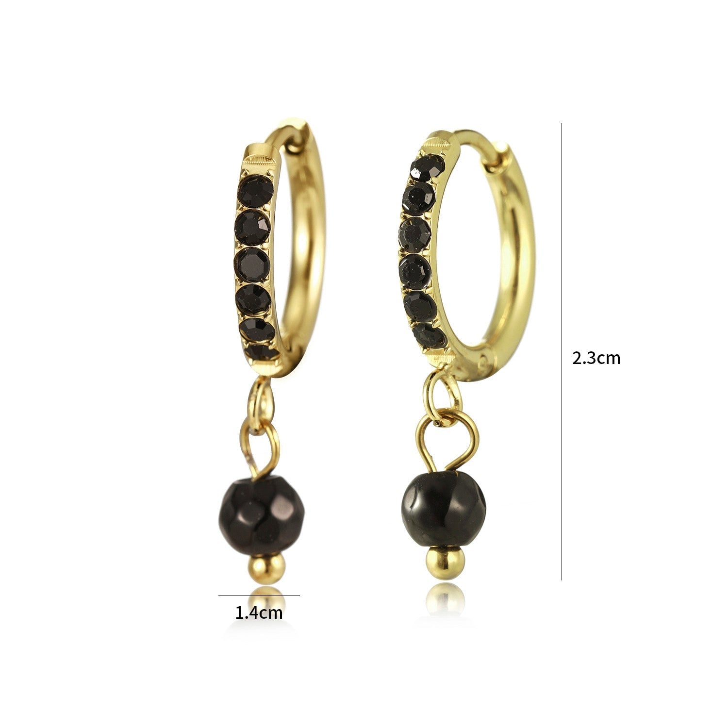 Oorring zwarte steentjes lux goud - Desieradenconcurrent.nl