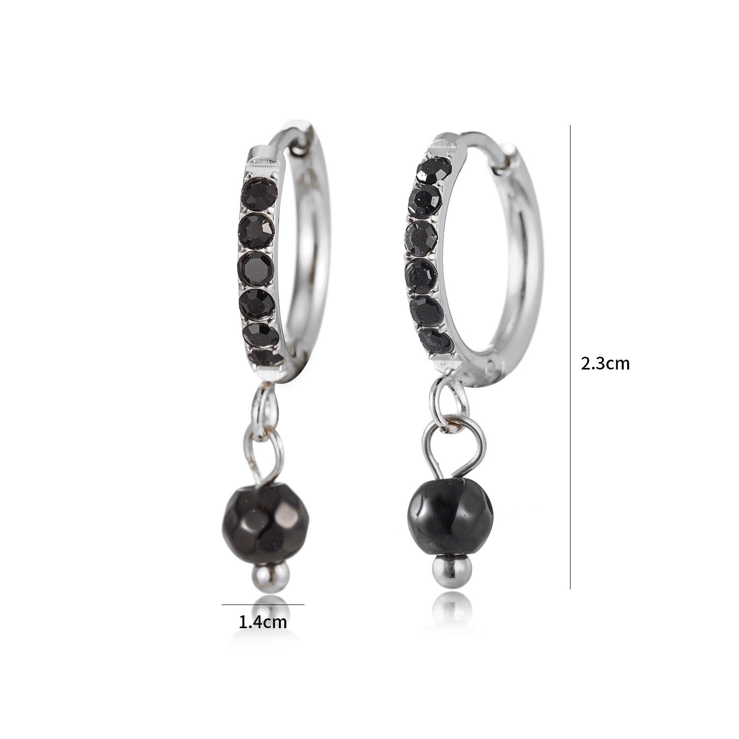 Oorring zwarte steentjes lux zilver - Desieradenconcurrent.nl