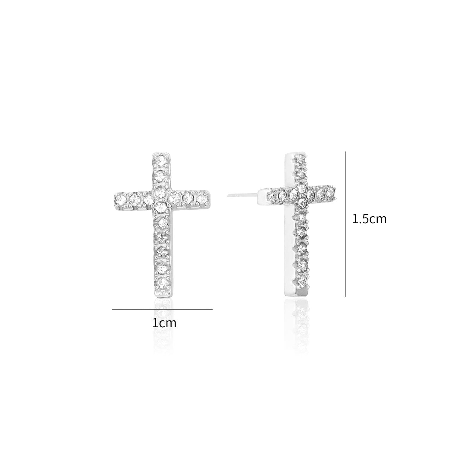 Oorsteker kruisje steentjes zilver - Desieradenconcurrent.nl
