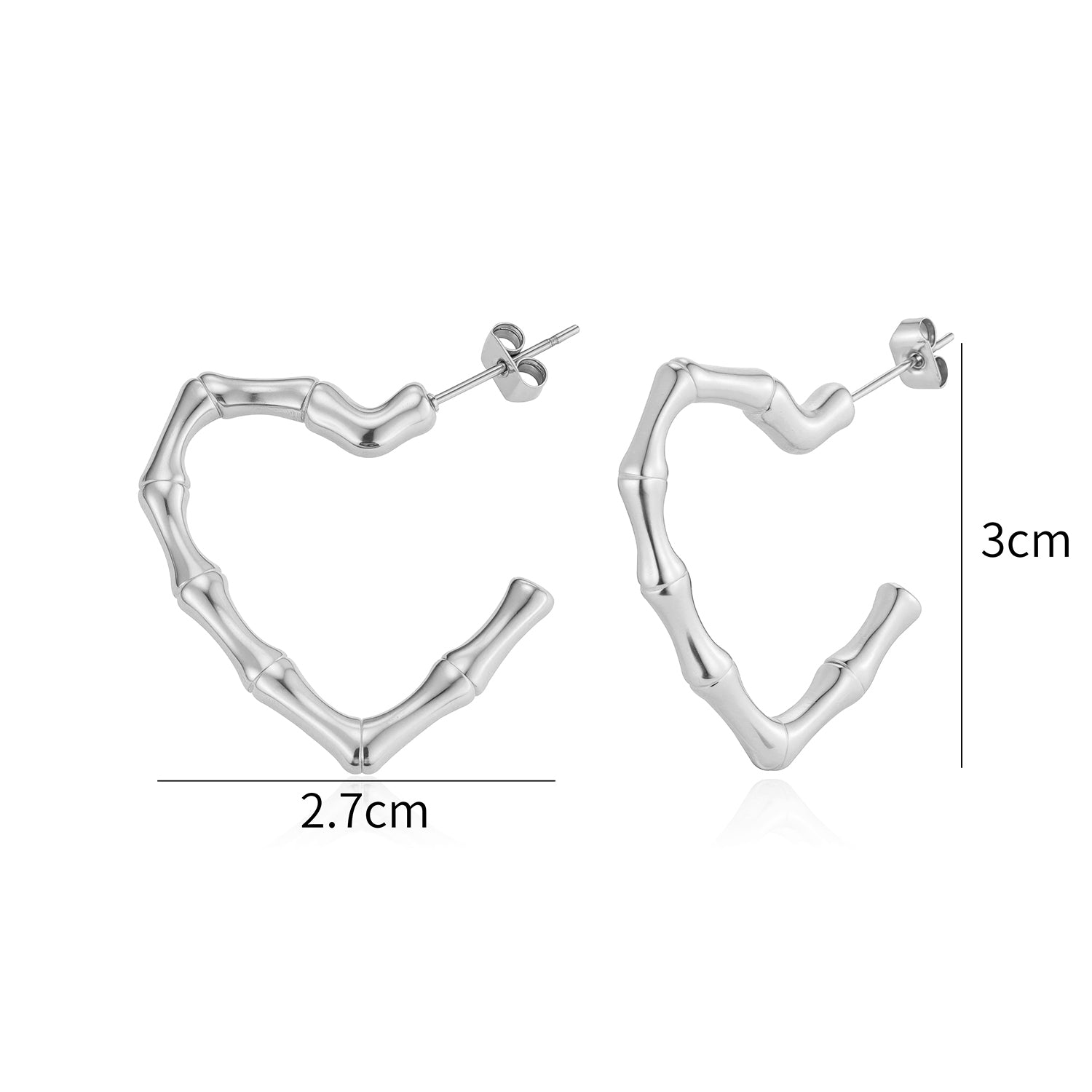 Oorstekers bamboe hart zilver - Desieradenconcurrent.nl
