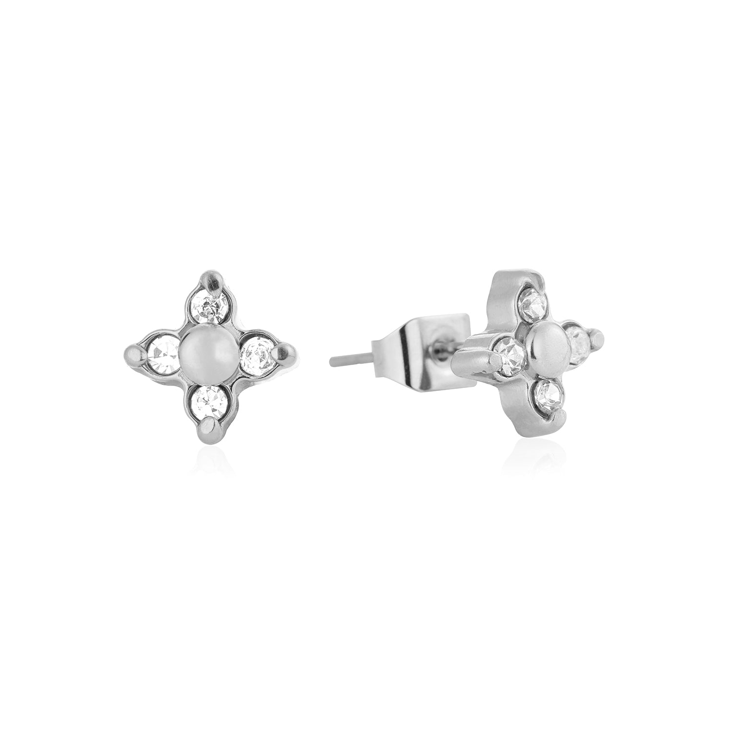 Oorstekers bloem met zirkonia zilver - Desieradenconcurrent.nl