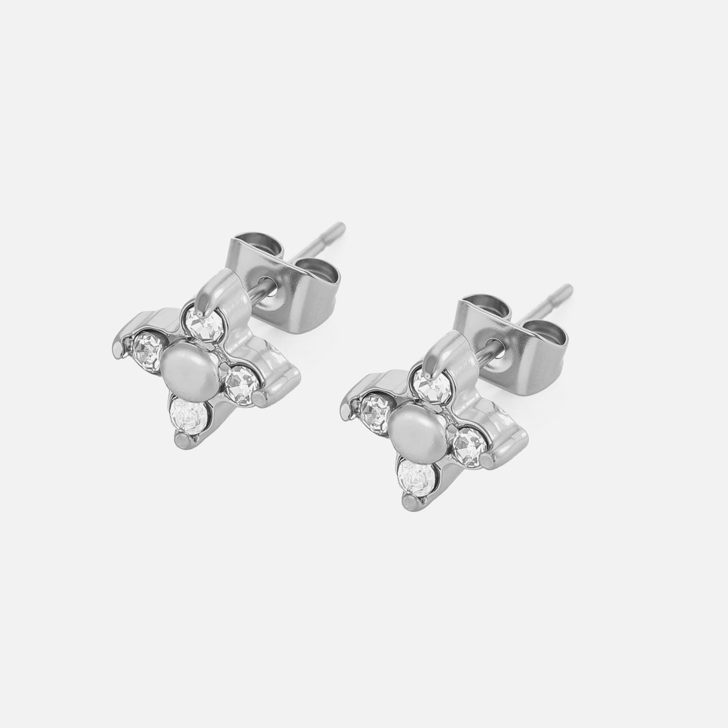 Oorstekers bloem met zirkonia zilver - Desieradenconcurrent.nl