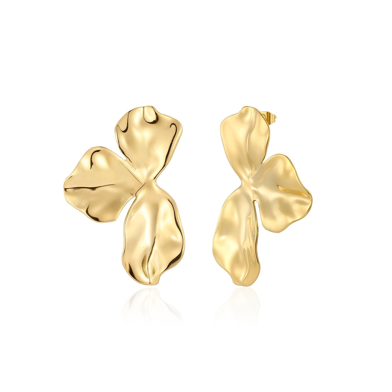 Oorstekers fancy leaf goud - Desieradenconcurrent.nl