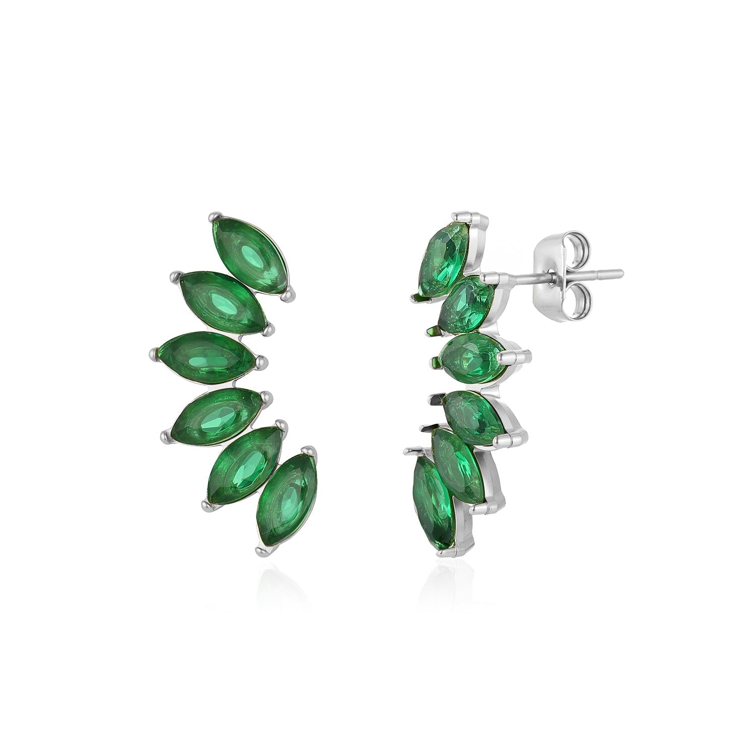 Oorstekers groene kristallen zilver - Desieradenconcurrent.nl