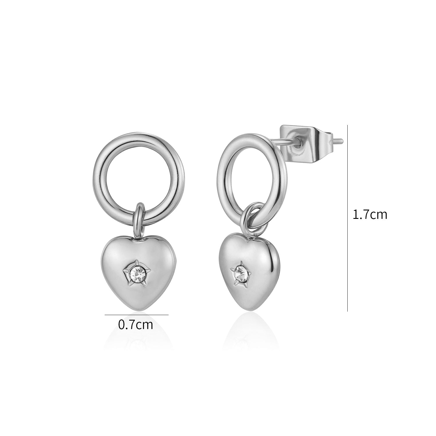 Oorstekers hartje zirkonia zilver - Desieradenconcurrent.nl