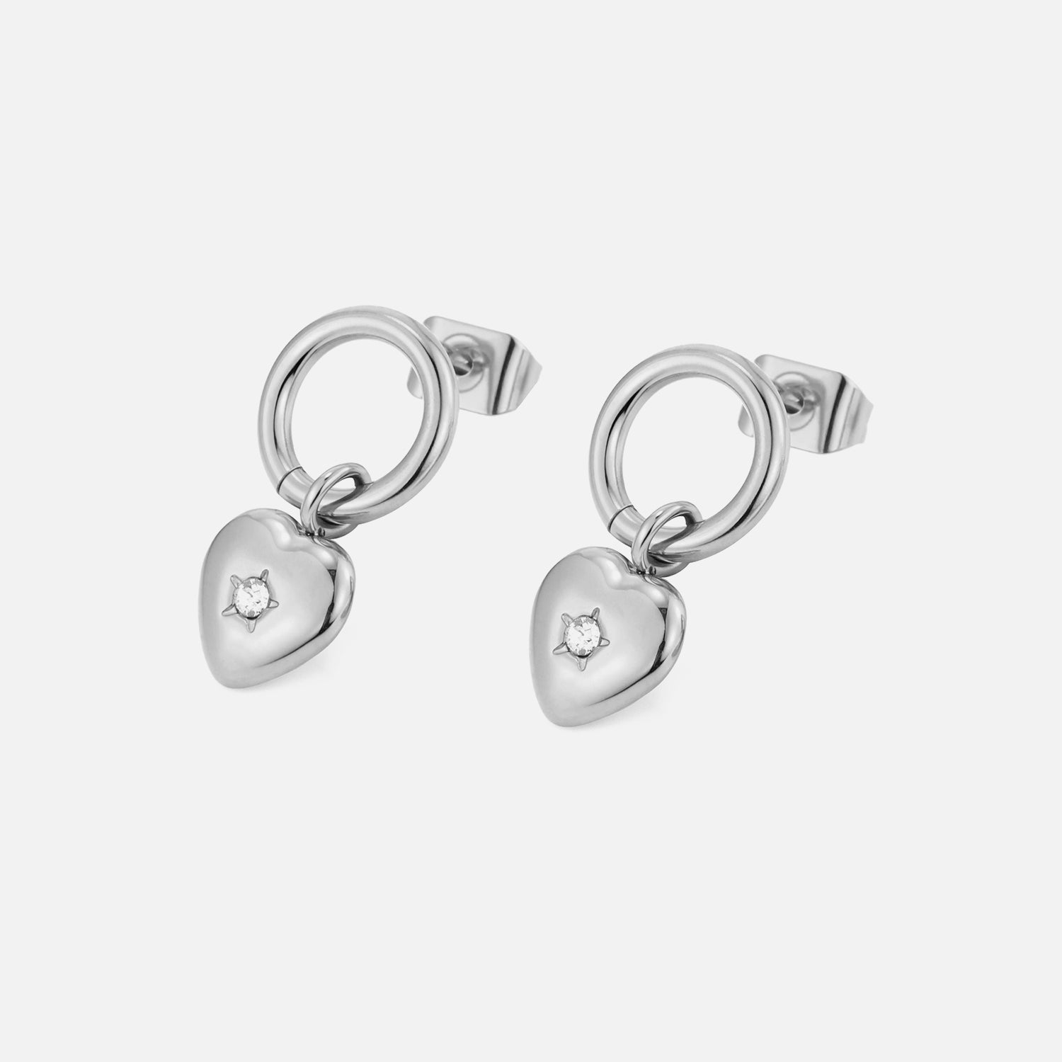 Oorstekers hartje zirkonia zilver - Desieradenconcurrent.nl