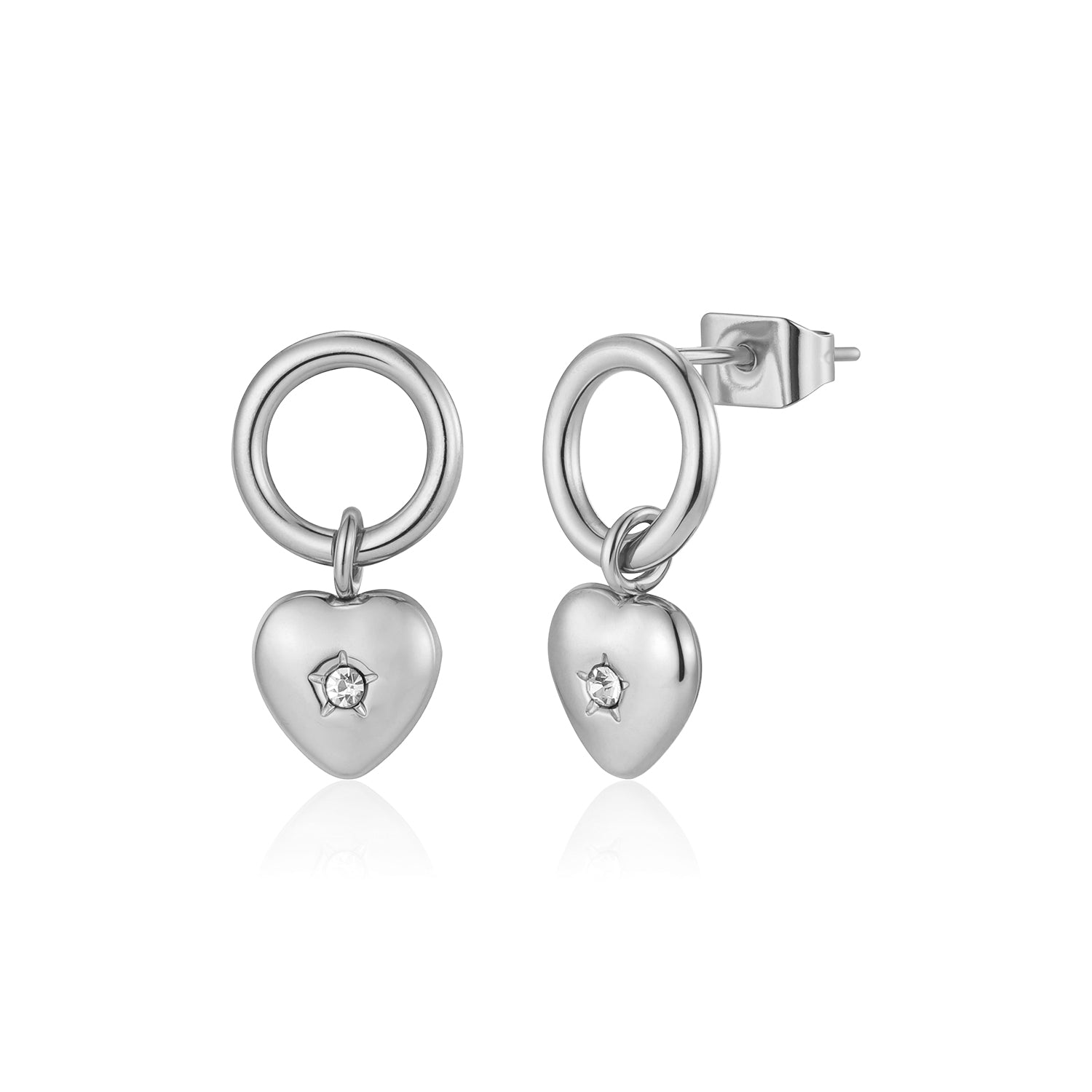 Oorstekers hartje zirkonia zilver - Desieradenconcurrent.nl