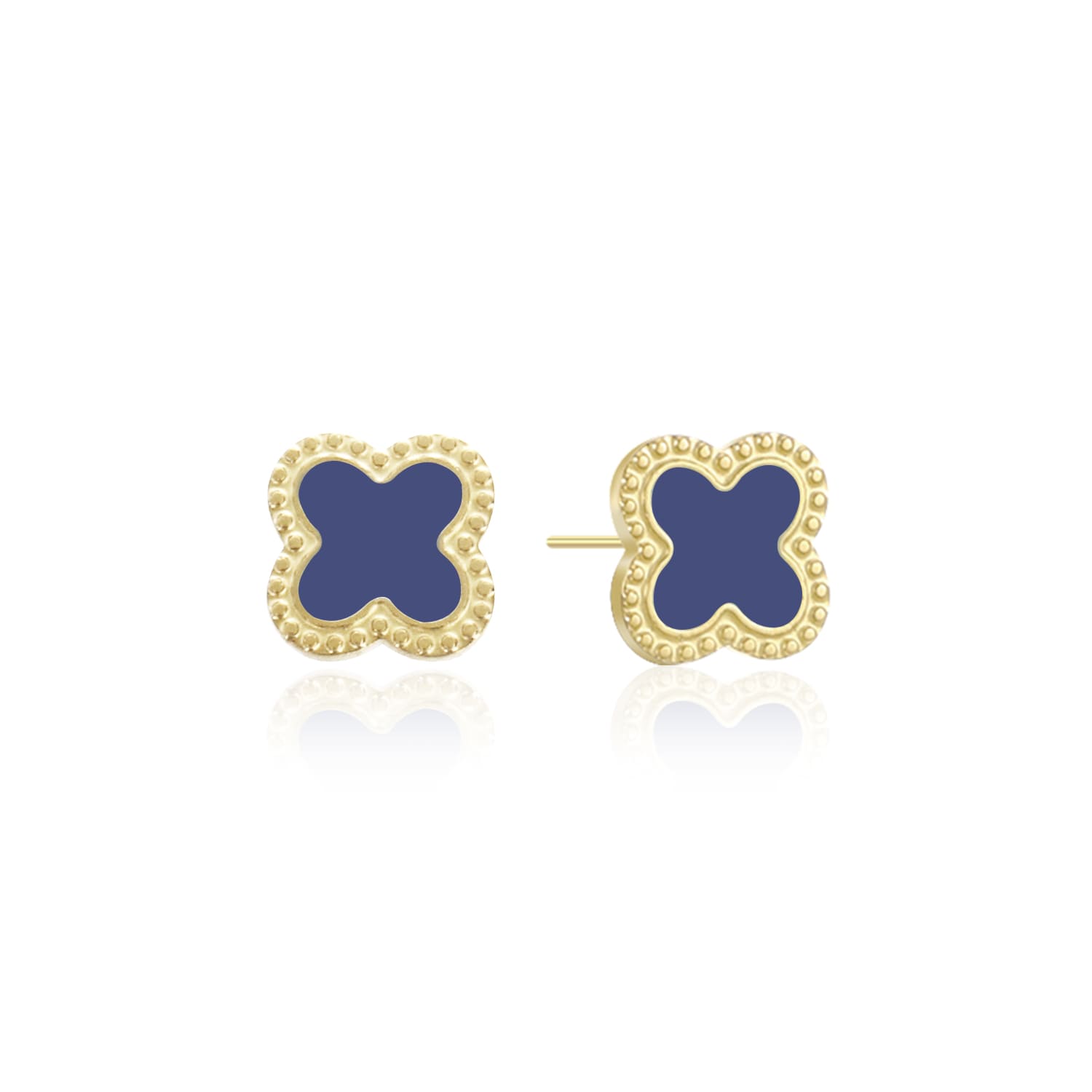 Oorstekers klaver gold/blue - Desieradenconcurrent.nl