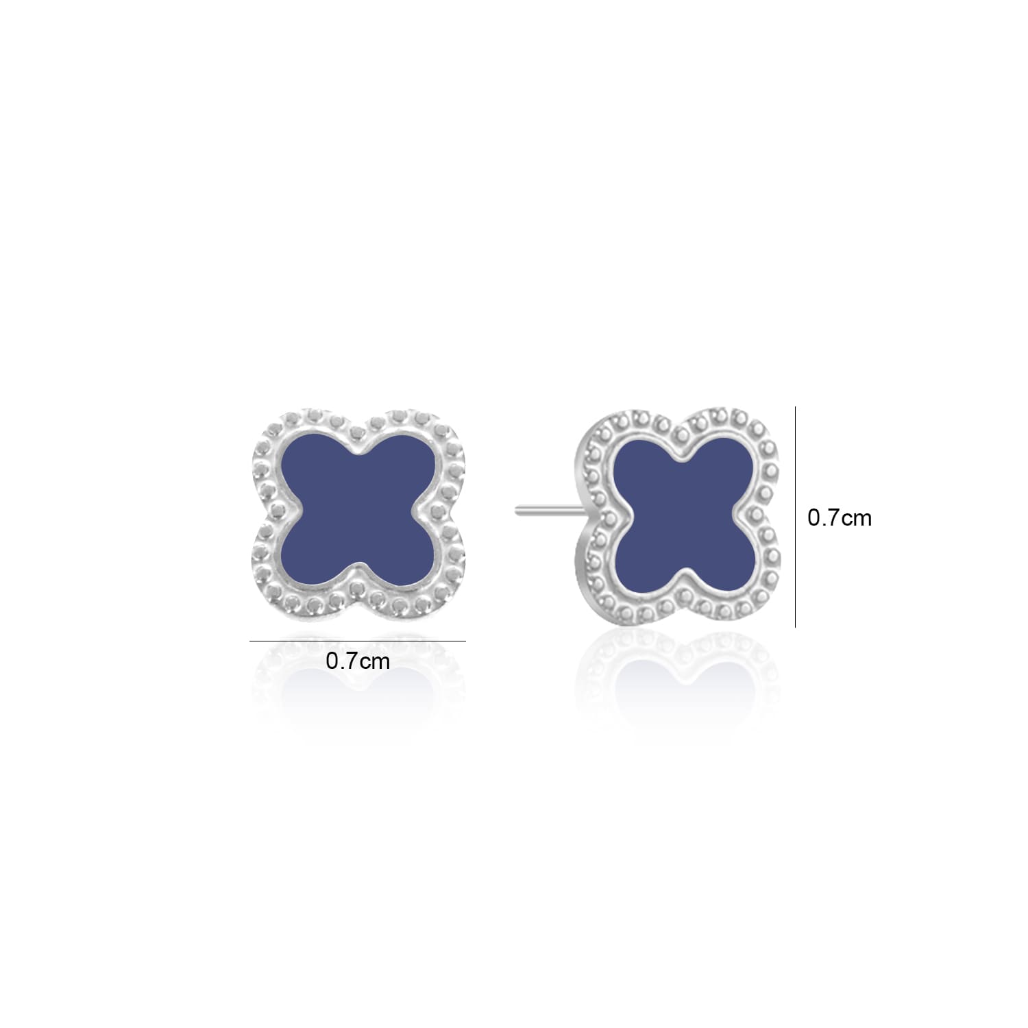 Oorstekers klaver silver/blue - Desieradenconcurrent.nl