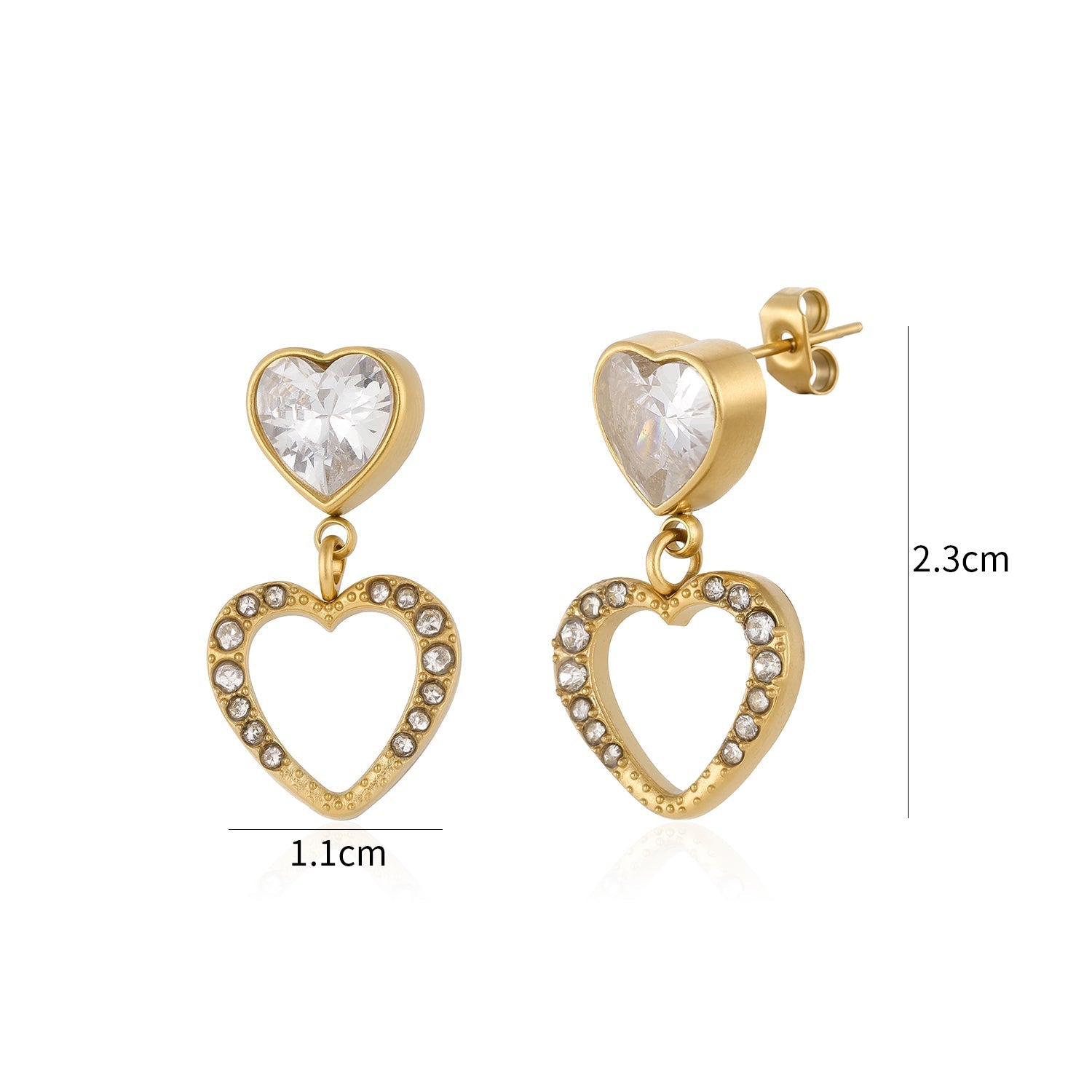 Oorstekers loved strass goud - Desieradenconcurrent.nl
