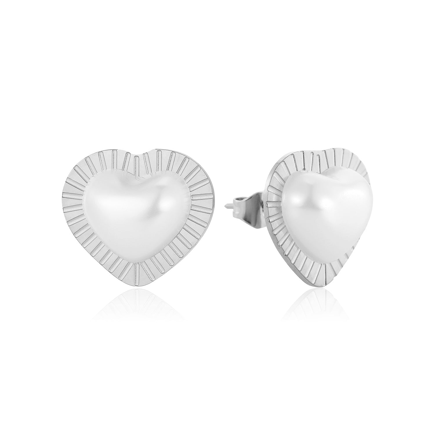 Oorstekers parel hart zilver - Desieradenconcurrent.nl