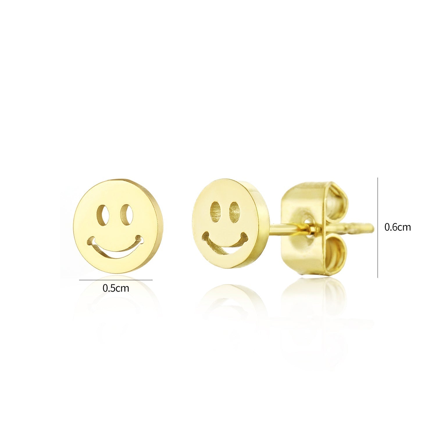 Oorstekers smiley goud - Desieradenconcurrent.nl