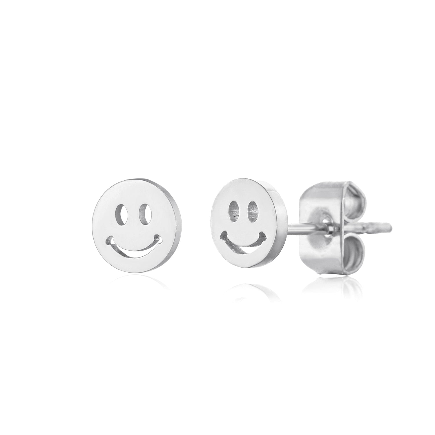 Oorstekers smiley zilver - Desieradenconcurrent.nl