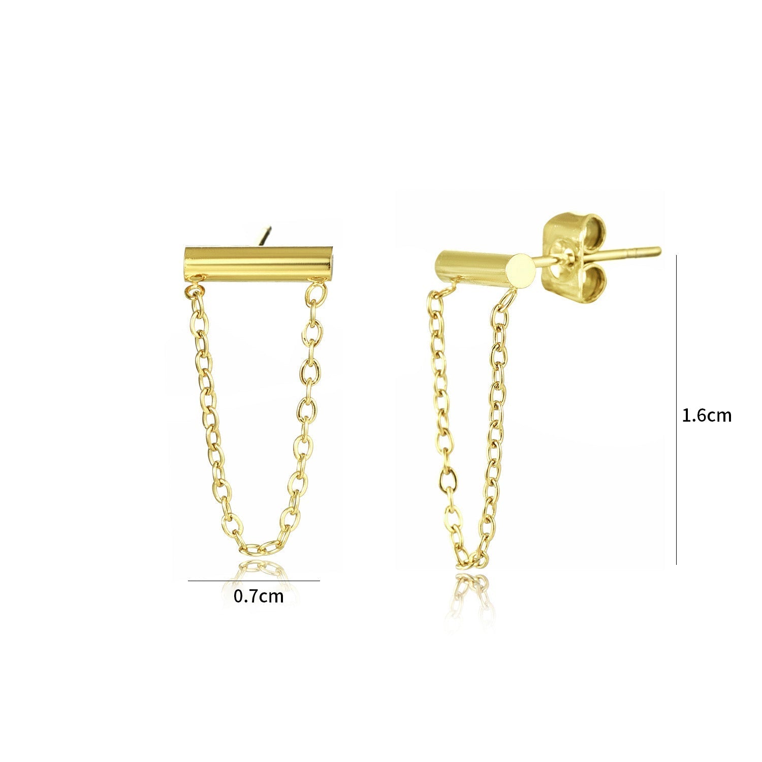 Oorstekers staafje ketting goud - Desieradenconcurrent.nl