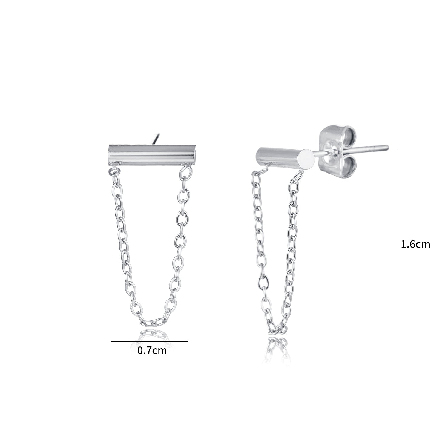 Oorstekers staafje ketting zilver - Desieradenconcurrent.nl