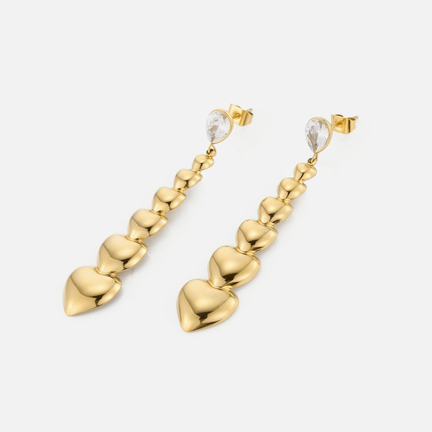 Oorstekers stacked hearts goud - Desieradenconcurrent.nl