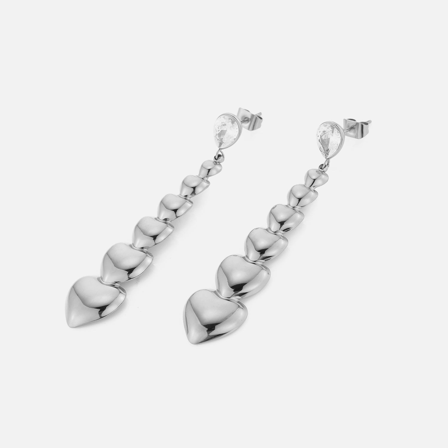 Oorstekers stacked hearts zilver - Desieradenconcurrent.nl