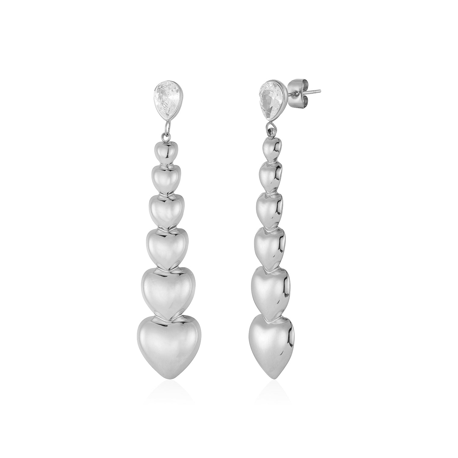 Oorstekers stacked hearts zilver - Desieradenconcurrent.nl