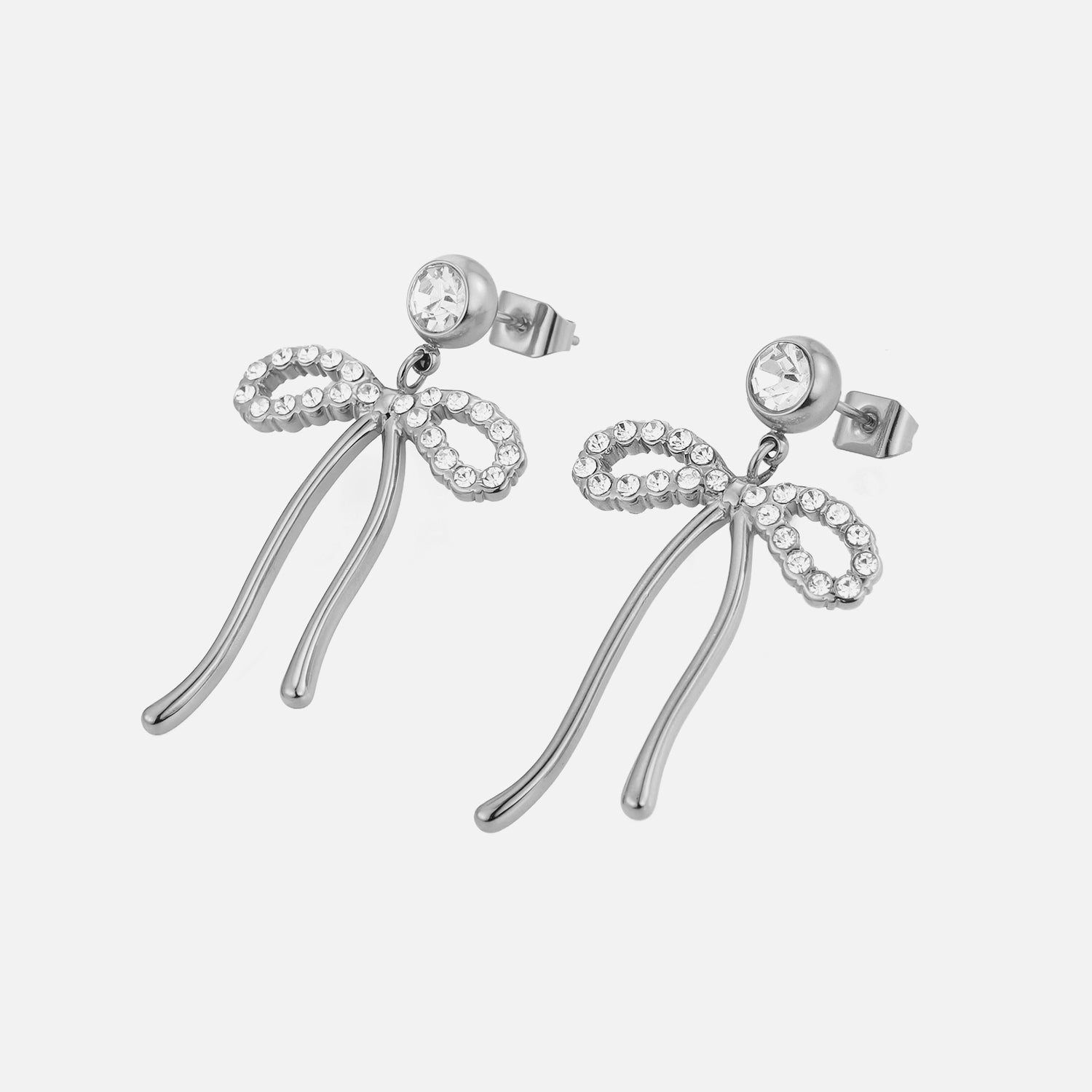 Oorstekers strik met steentjes zilver - Desieradenconcurrent.nl