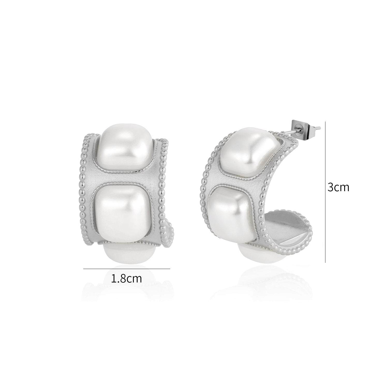 Oorstekers vierkante parels zilver - Desieradenconcurrent.nl