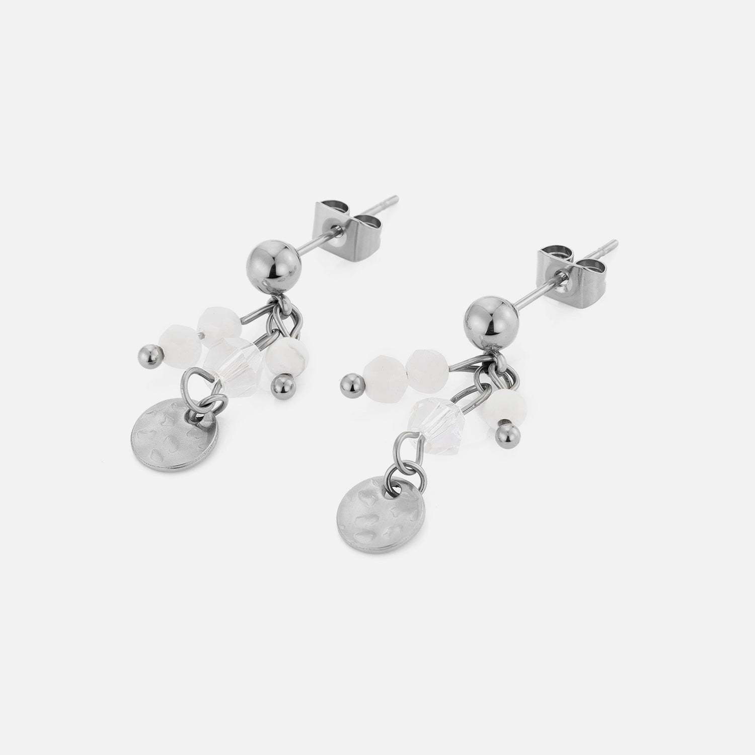 Oorstekers wit gekleurde kralen zilver - Desieradenconcurrent.nl