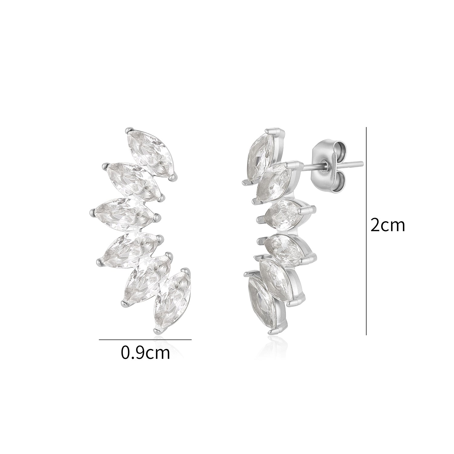 Oorstekers witte kristallen zilver - Desieradenconcurrent.nl