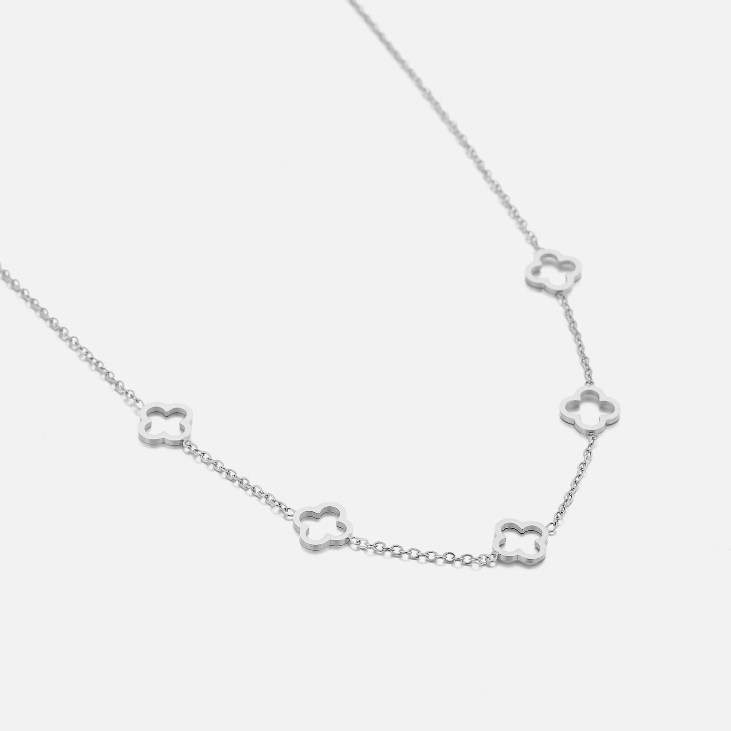 Open klaver ketting zilver - Desieradenconcurrent.nl
