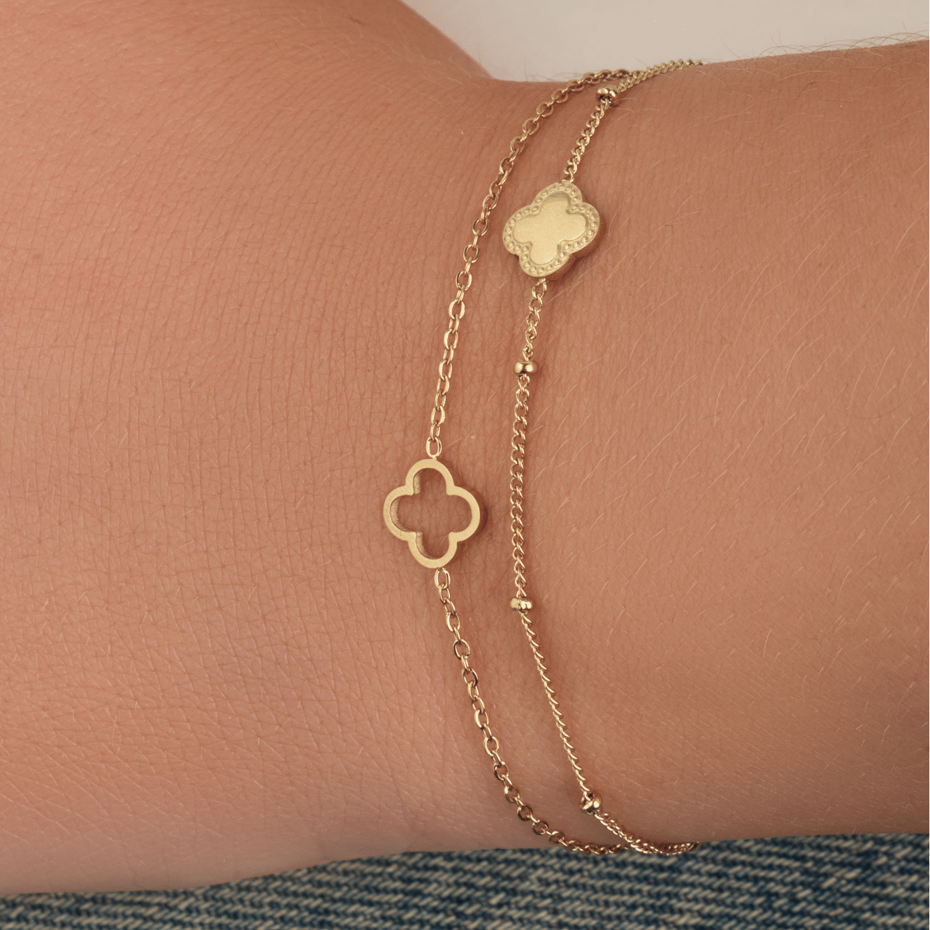 Open klavertje armband goud - Desieradenconcurrent.nl