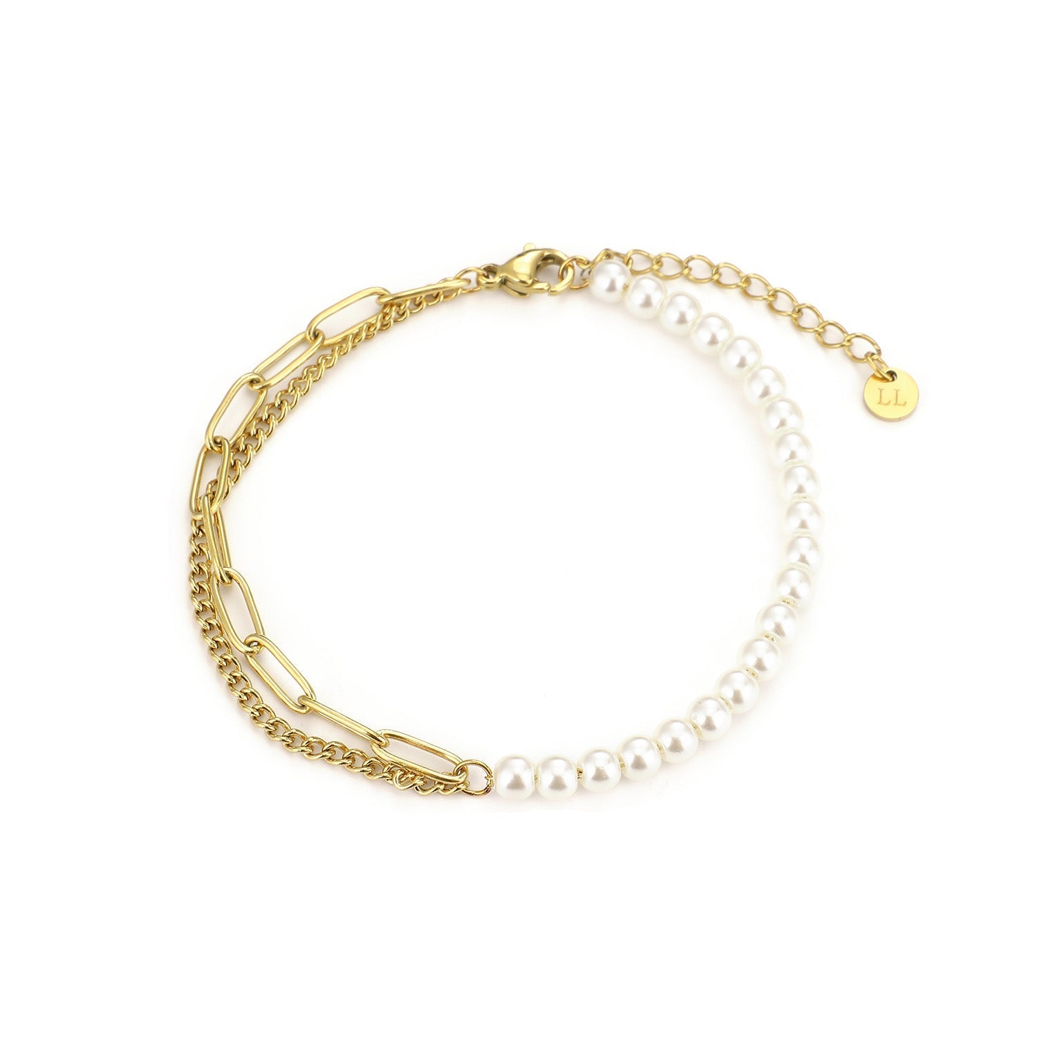 Parel amrband bicolour goud - Desieradenconcurrent.nl