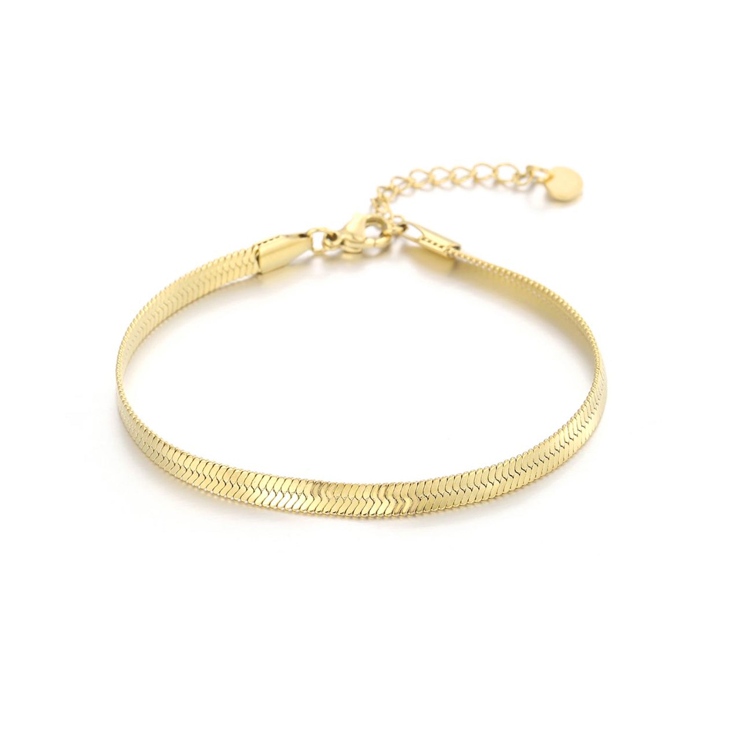 Platte armband 4mm goud - Desieradenconcurrent.nl
