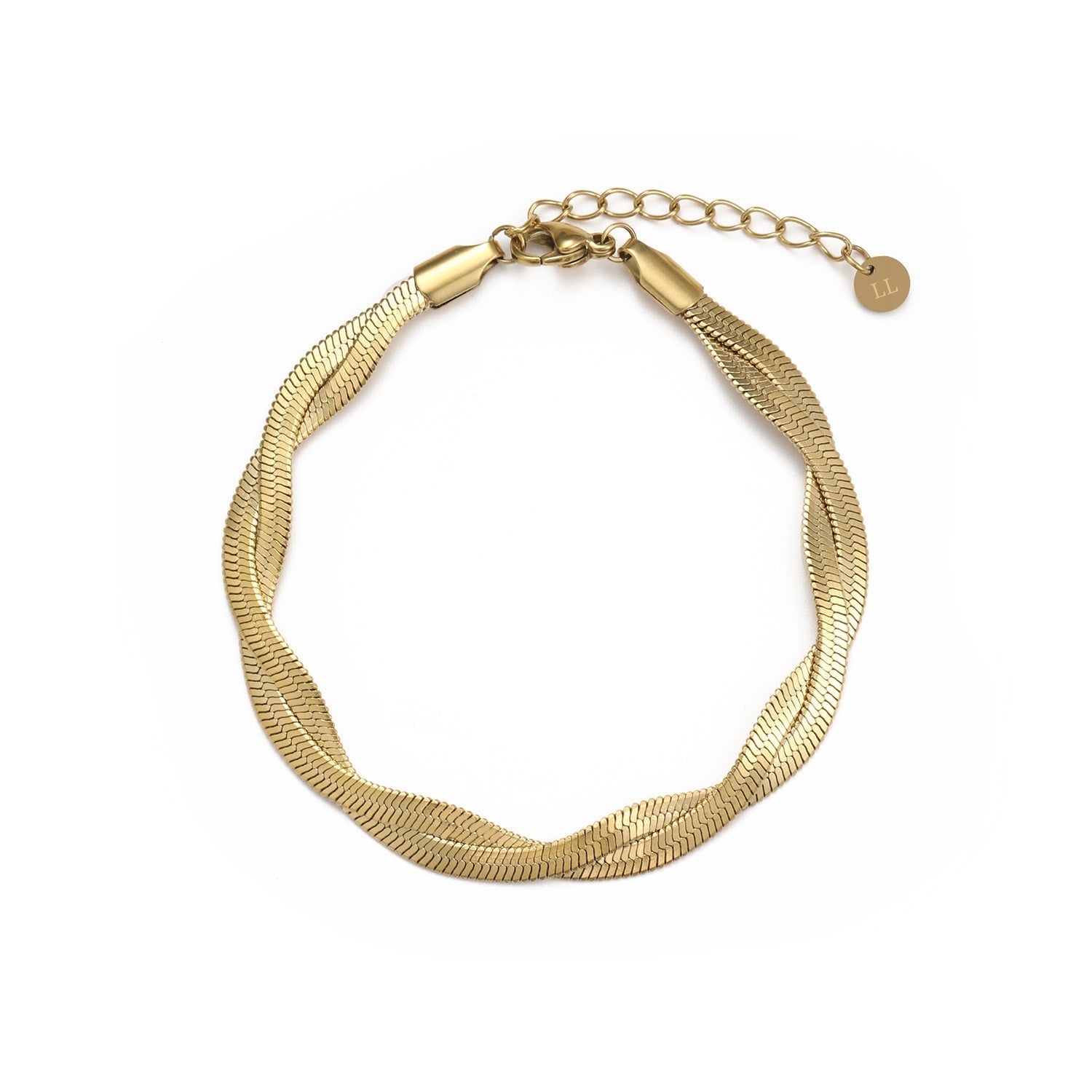 Platte gedraaide armband goud - Desieradenconcurrent.nl