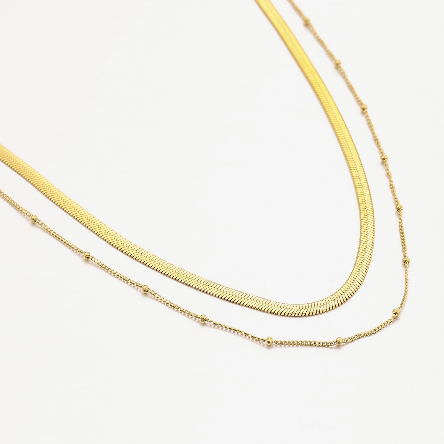 Platte ketting tweelaags goud - Desieradenconcurrent.nl