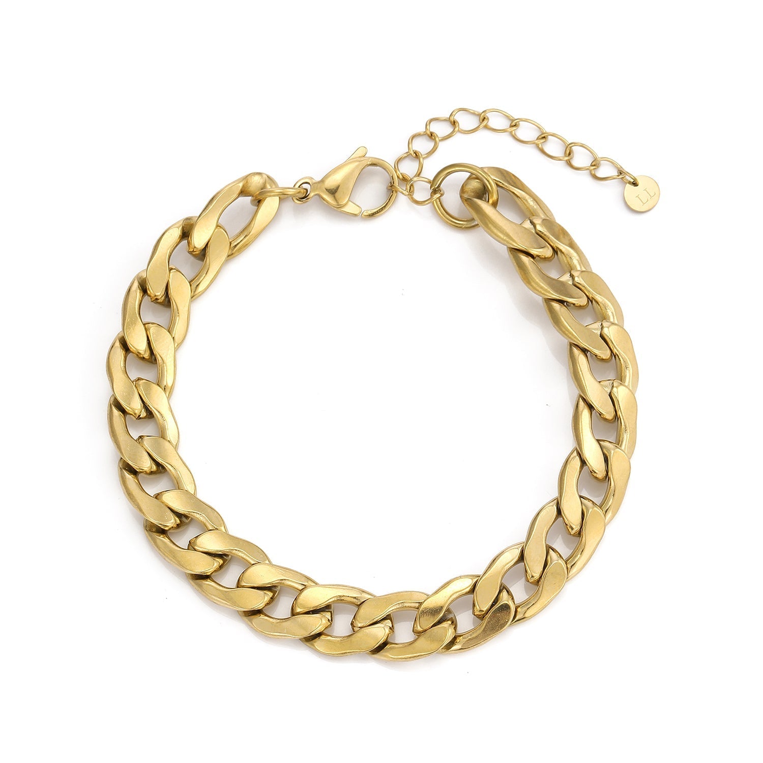Platte schakel armband 10mm Goud - Desieradenconcurrent.nl