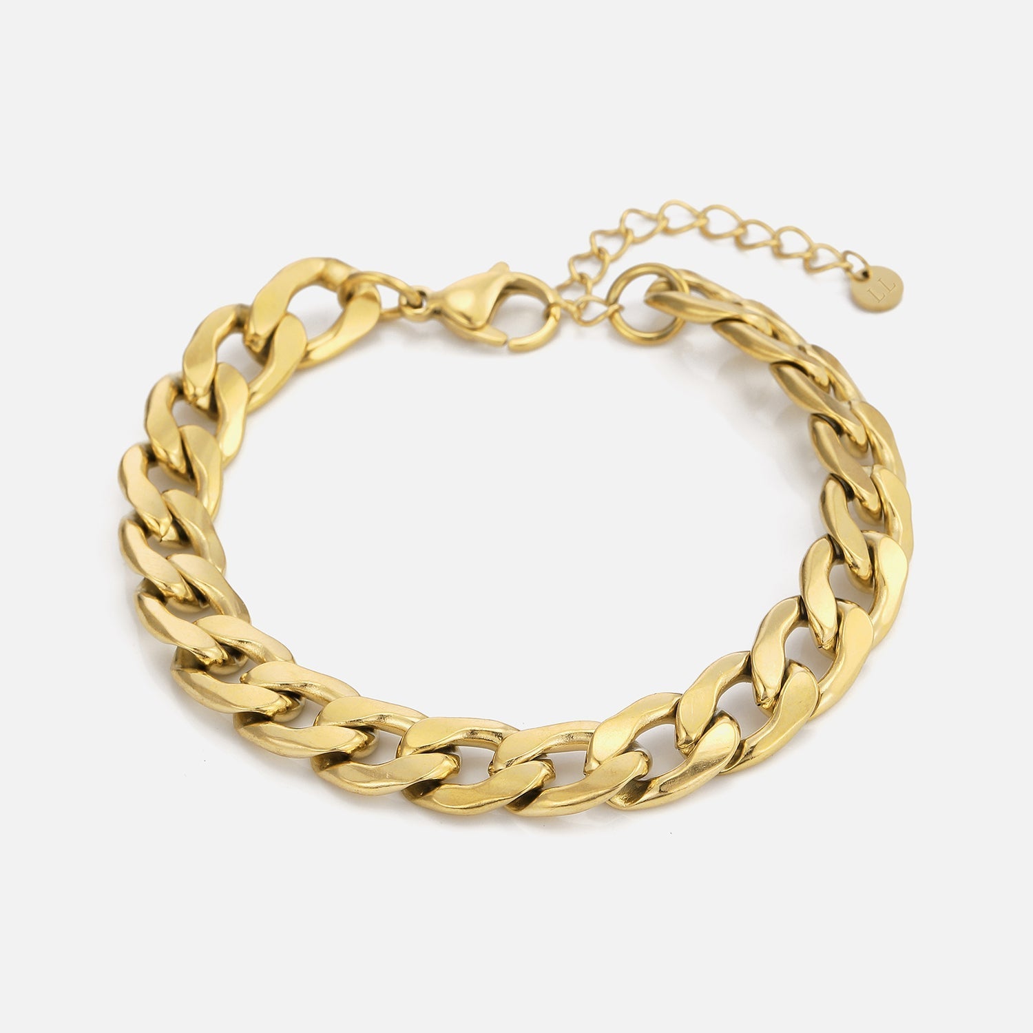 Platte schakel armband 10mm Goud - Desieradenconcurrent.nl