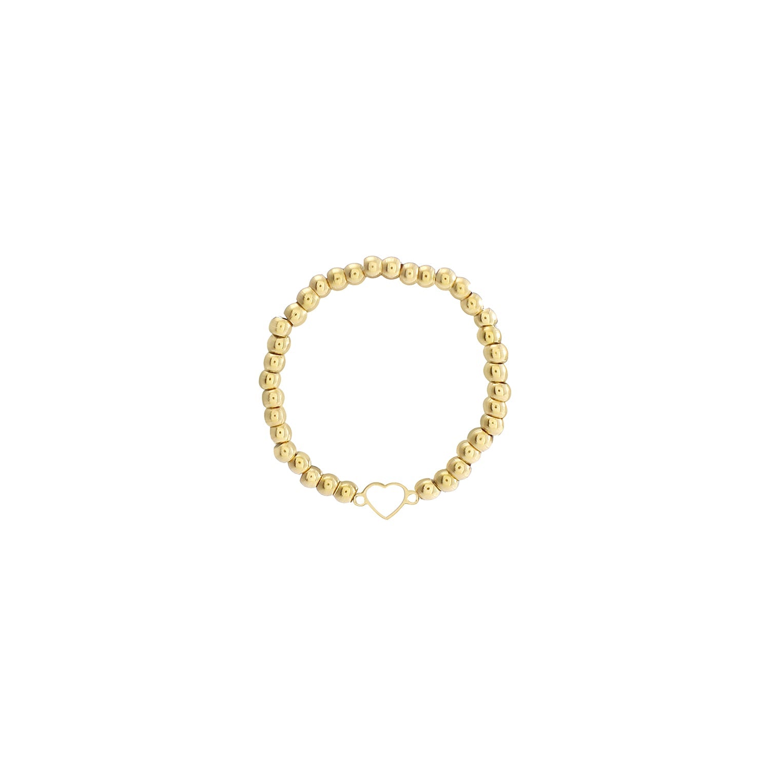 Ring balletjes hartje stretch goud - Desieradenconcurrent.nl