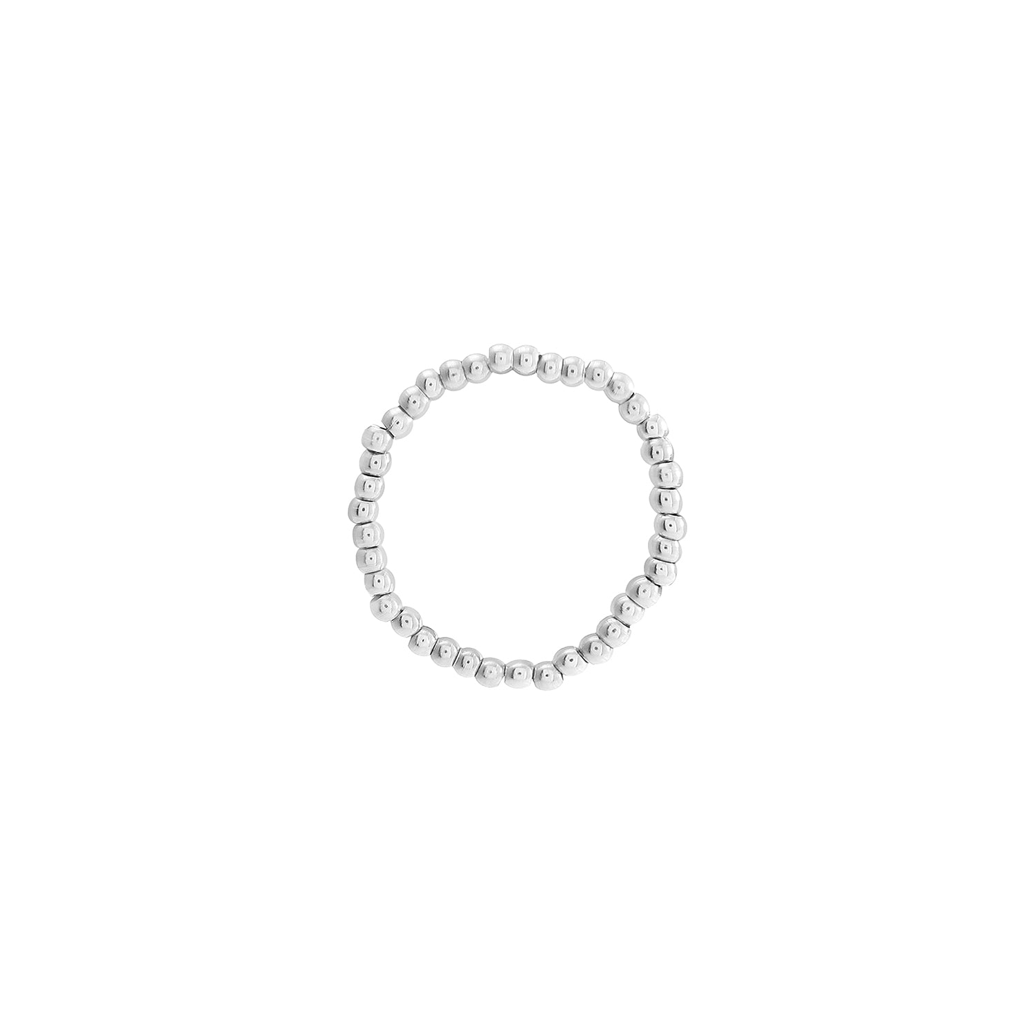 Ring balletjes stretch zilver - Desieradenconcurrent.nl